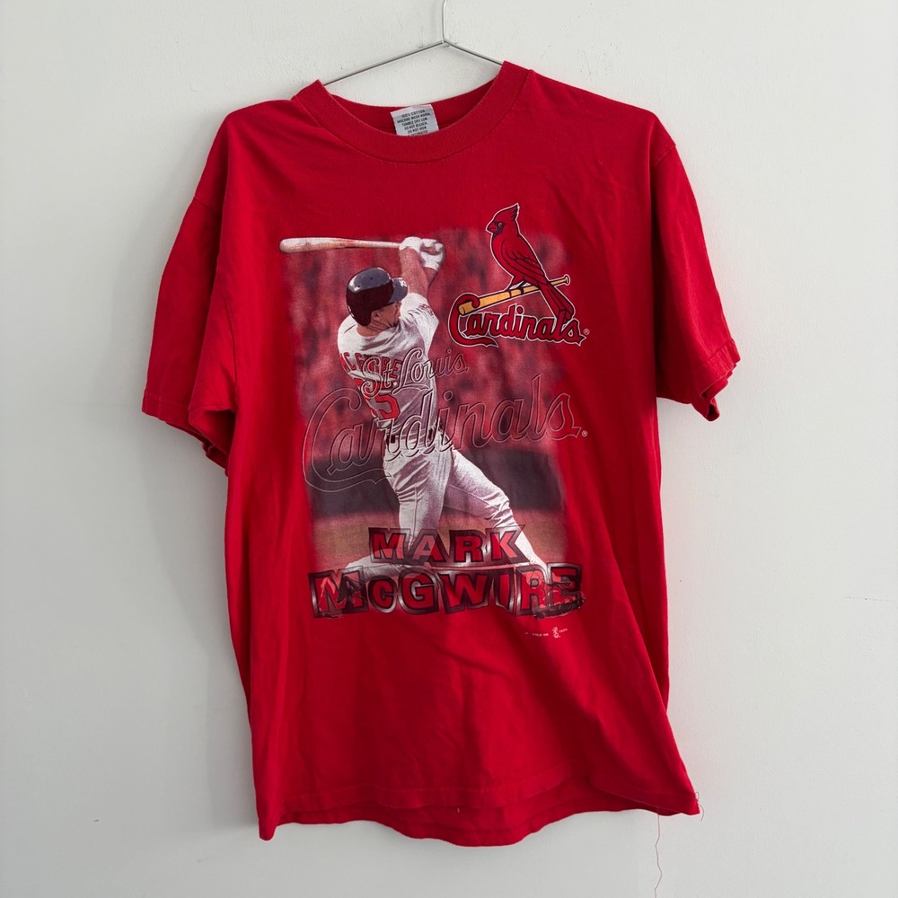Vintage 1998 Mark McGwire St Louis Cardinals Sport Attack Red T-Shirt Large